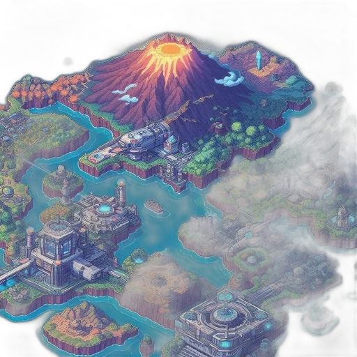 concept art, fantasy art, pixel art, 3d render transparent PNG cut-out