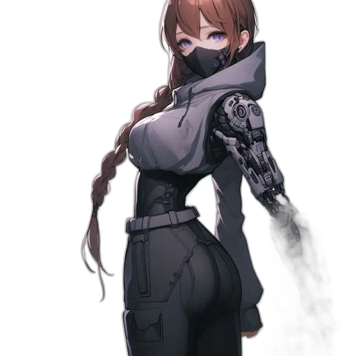 robot, jacket, dress, weapon transparent PNG cut-out