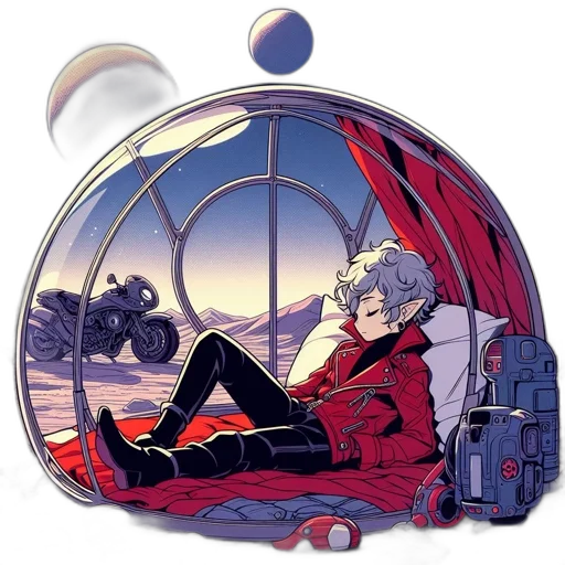 concept art, cartoon, comic book art, vaporwave transparent PNG cut-out