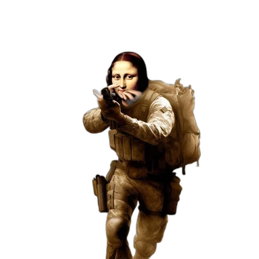 weapon, staff, face, jacket transparent PNG cut-out