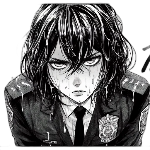 face, jacket, weapon, comic book art transparent PNG cut-out