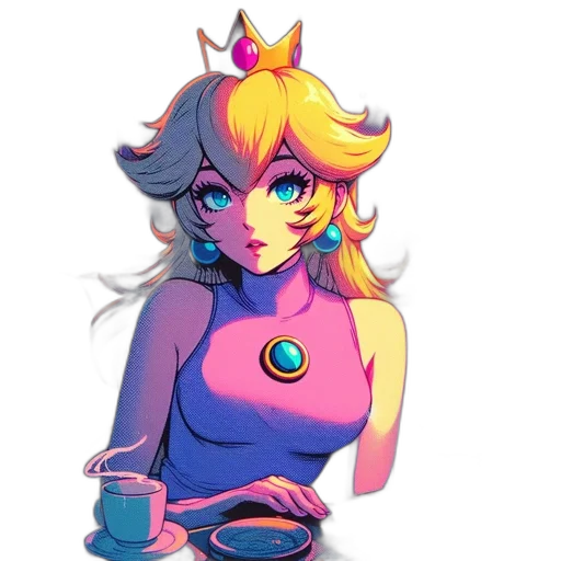 crown, dress, staff, pixel art transparent PNG cut-out