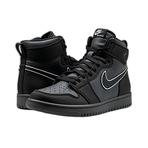 shoes, pair, black, high-top transparent PNG cut-out