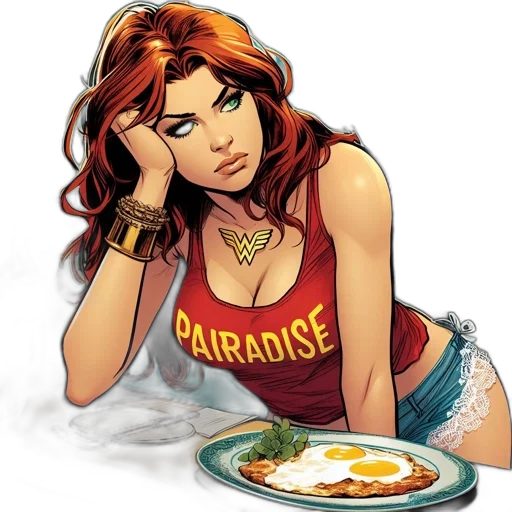 comic book art, concept art, cartoon, woman transparent PNG cut-out