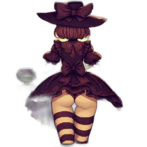dress, hat, creature, staff transparent PNG cut-out