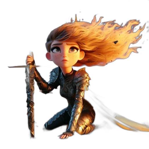 sword, hair, staff, weapon transparent PNG cut-out