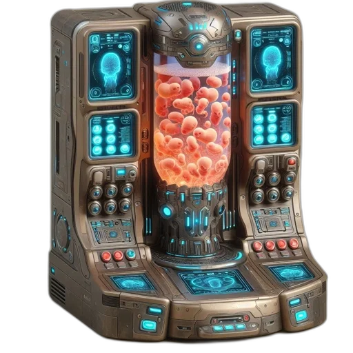 robot, cyberpunk, vaporwave, 3d render transparent PNG cut-out