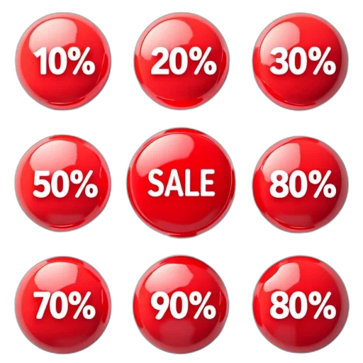 collection, red, white, buttons transparent PNG cut-out