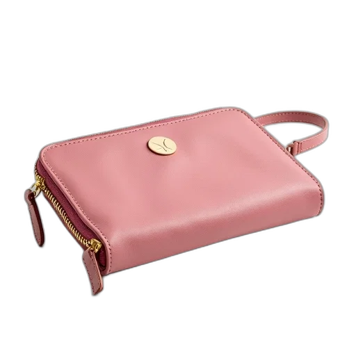 pink, leather, wallet, gold transparent PNG cut-out