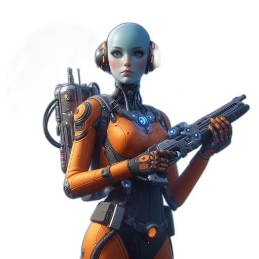 robot, weapon, staff, face transparent PNG cut-out