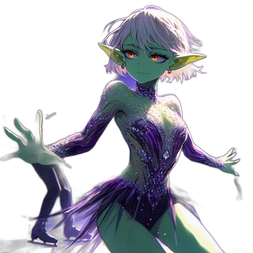 dress, creature, staff, concept art transparent PNG cut-out