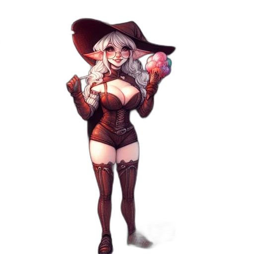staff, hat, weapon, dress transparent PNG cut-out