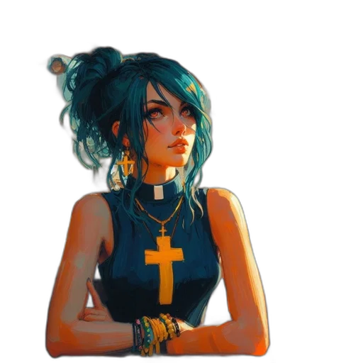 dress, jewelry, weapon, face transparent PNG cut-out