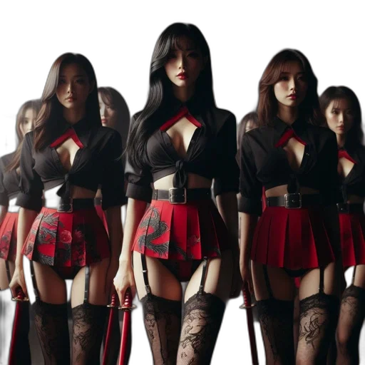 concept art, red, six, women transparent PNG cut-out
