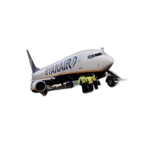 3d render, photorealistic, ryanair, plane transparent PNG cut-out