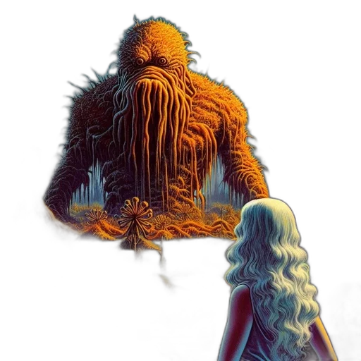 hair, creature, dress, comic book art transparent PNG cut-out