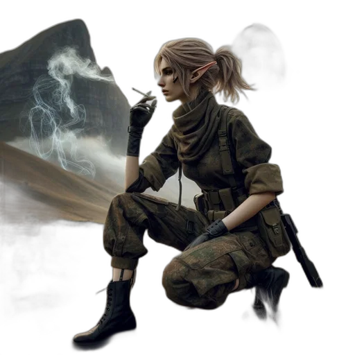 weapon, sword, jacket, staff transparent PNG cut-out