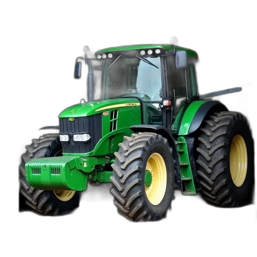 photorealistic, green, tractor, large transparent PNG cut-out