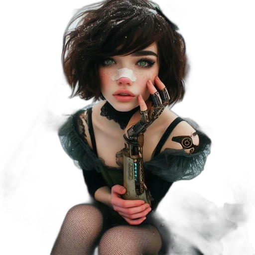 dress, bottle, weapon, hair transparent PNG cut-out