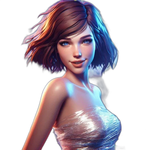 dress, face, hair, concept art transparent PNG cut-out
