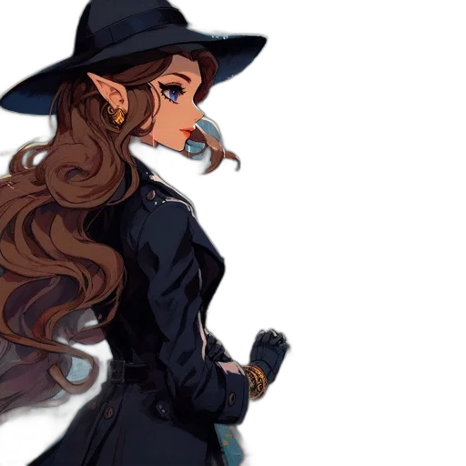 staff, hat, dress, concept art transparent PNG cut-out