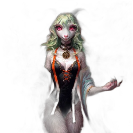 creature, dress, mask, staff transparent PNG cut-out