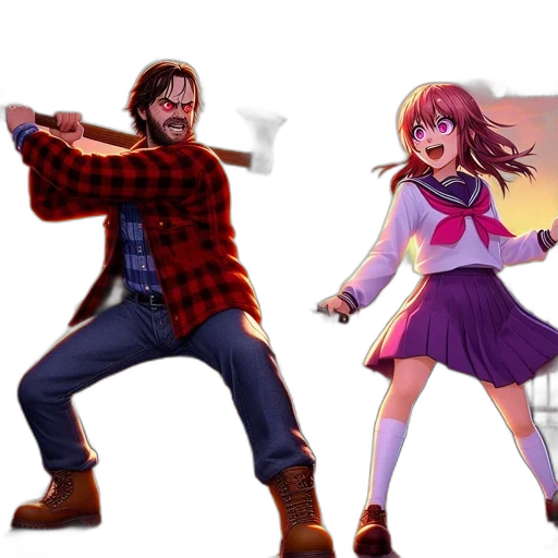 weapon, jacket, sword, anime transparent PNG cut-out