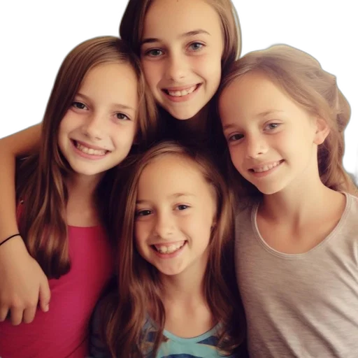 photorealistic, 3d render, four, sisters transparent PNG cut-out