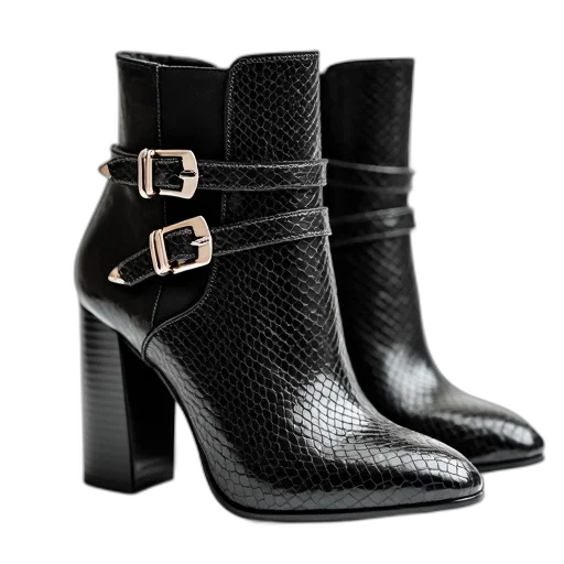 shoes, pair, black, high-heeled transparent PNG cut-out