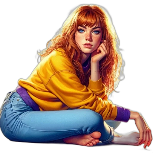 jacket, face, jewelry, comic book art transparent PNG cut-out
