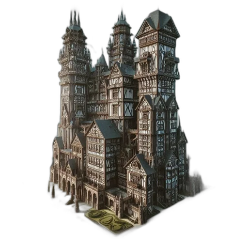 building, concept art, 3d render, fantasy art transparent PNG cut-out