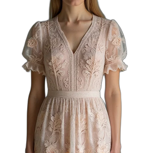 dress, floral, lace, short transparent PNG cut-out