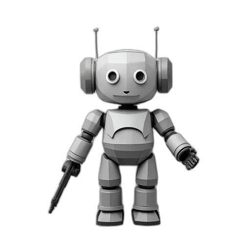 robot, staff, 3d render, concept art transparent PNG cut-out