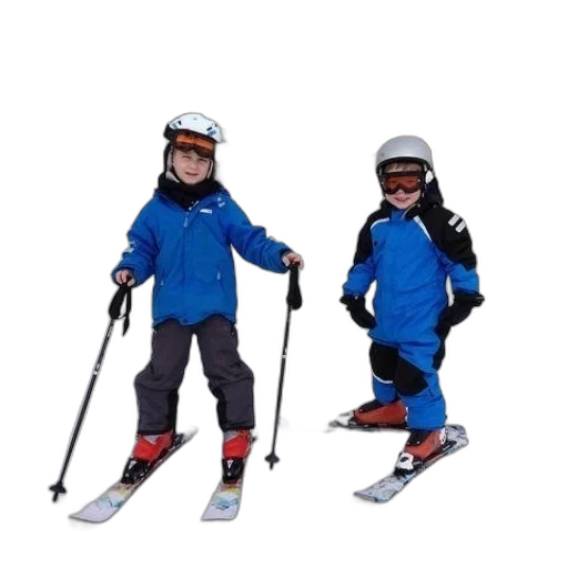 two, children, blue, ski transparent PNG cut-out