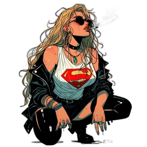 comic book art, concept art, cartoon, cyberpunk transparent PNG cut-out