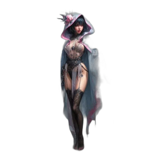 hat, dress, staff, creature transparent PNG cut-out