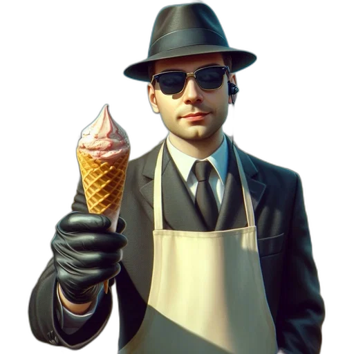 staff, food, hat, jacket transparent PNG cut-out