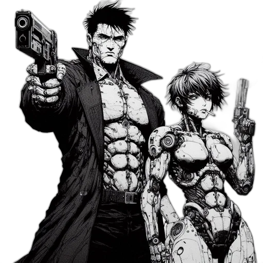weapon, cyberpunk, comic book art, concept art transparent PNG cut-out