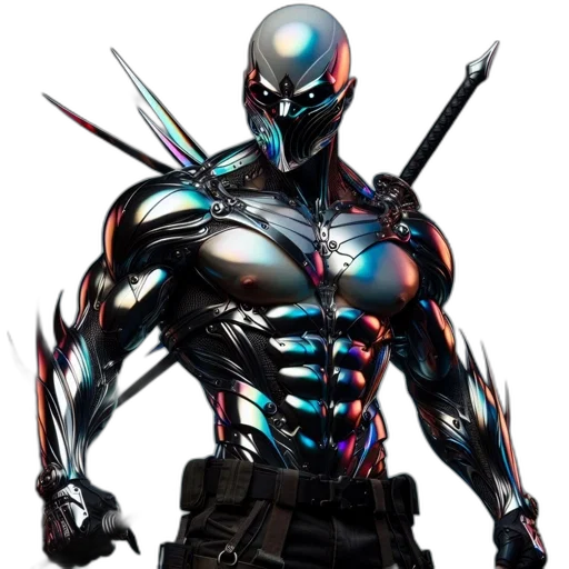 robot, weapon, sword, cyberpunk transparent PNG cut-out