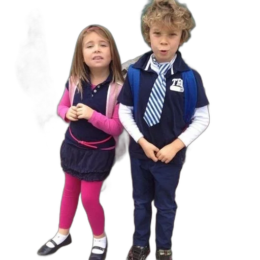 jacket, two, children, pose transparent PNG cut-out