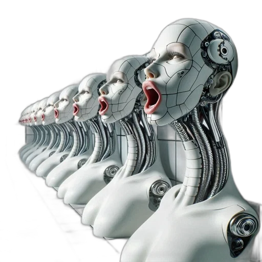 robot, concept art, 3d render, cyberpunk transparent PNG cut-out