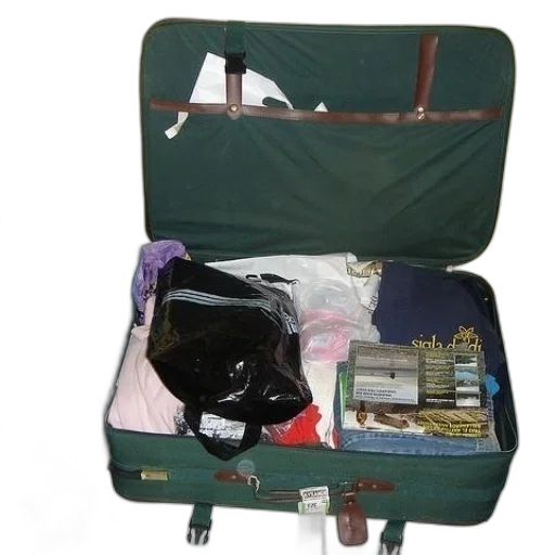 staff, jacket, green, suitcase transparent PNG cut-out