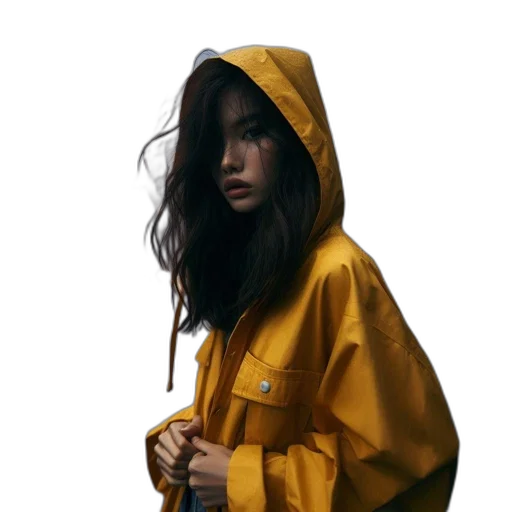 jacket, umbrella, dress, face transparent PNG cut-out
