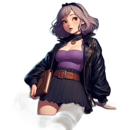dress, jacket, staff, weapon transparent PNG cut-out