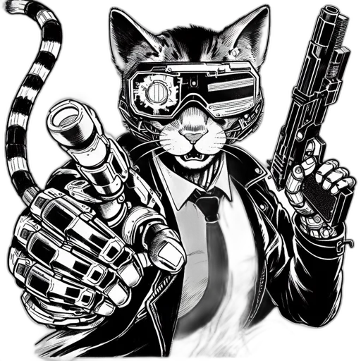 weapon, comic book art, cyberpunk, cartoon transparent PNG cut-out