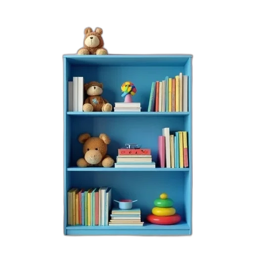 furniture, 3d render, blue, bookshelf transparent PNG cut-out