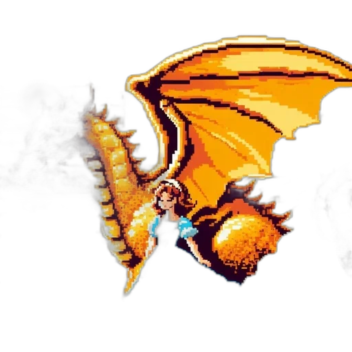 dragon, staff, pixel art, fantasy art transparent PNG cut-out