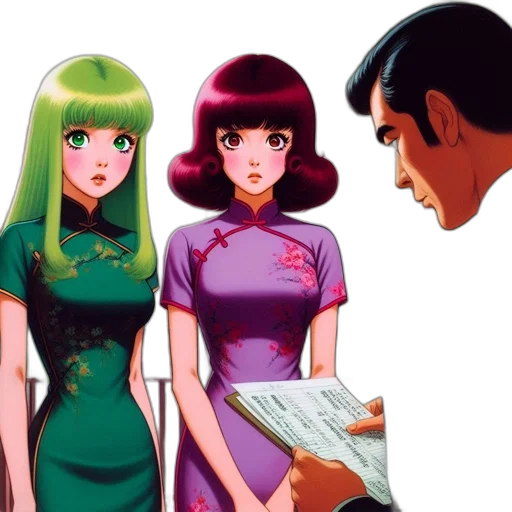 dress, hair, vaporwave, comic book art transparent PNG cut-out