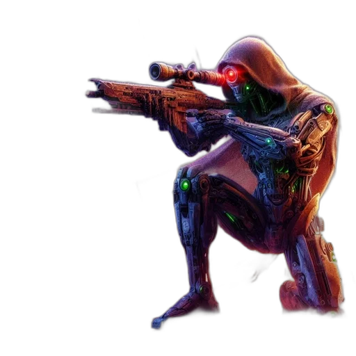 weapon, robot, concept art, 3d render transparent PNG cut-out