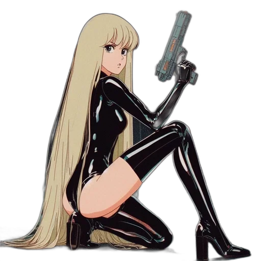 weapon, robot, hair, staff transparent PNG cut-out